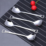 elvesmall  10Pcs Stainless Steel Heart Shape Coffee Spoons Kitchen Accessories Sugar Stirring Spoons Dessert  Dinnerware Wedding Gift Favor