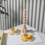 elvesmall Ceramic Candle Holder Pillar Candlesticks Holder for Centerpieces Wedding Decorations Flower Shape Minimal Candle Stick Holder