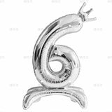elvesmall  32 Inch Crystal Gradient Number Stand Foil Balloons with Crown Figures Globos 0-9 Birthday Party Decorations Wedding Baby Shower