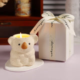 elvesmall Koala Scented Candles for Living Room Decoration Fragrance Candles in Jars with Wooden Wick Souvenirs for Guests