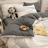 elvesmall High Quality Cotton Printed Four-piece Set Small Fresh Style Home Quilt Cover Fitted Sheet Pillowcase Soft Comfortable Bedding