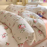 elvesmall Ins Bedding Set Refreshing New Blue Wind CHIME  Four PIECE Set On Bed Washing Cotton Bed Sheet Bed Sheet Dormitory 3pcs