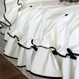 elvesmall  Luxury 1000TC Australian Long Staple Cotton French Princess Wedding Bedding Set Ruffles Edge Duvet Cover Bed Sheet Pillowcases
