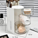 elvesmall Rotating Powder Puff Storage Box Dust-proof Desktop Beauty Egg Air Cushion Rack Multi-layer Lipstick Makeup Brush Storage Rack