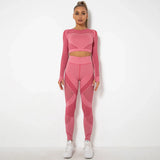 srczz Hollow Out Seamless Yoga Set Sport Outfits Women Black Two 2 Piece Crop Top Bra Leggings Workout Gym suit Fitness Sport Sets