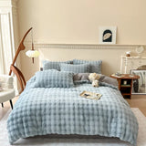elvesmall  Faux fur winter Bed linen super soft bed cover full set Bubble Fleece quilt Duvet cover set bed sheets set Microfiber bedding