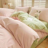 elvesmall Ins Pink Strawberry Bedding Set Cartoon Bear Duvet Cover Sheet Twin Full Size Boys Girls Bed Linen Soft Polyester Home Textiles