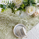 elvesmall Spring Pastoral Style Table Runner with Waterproof Green Plant and Flower Print for Home Decoration Coffee Table Decor Mariage