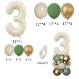 elvesmall  1set Creamy Number Balloon Tower Avocado Green Balloons Set For Adult 30 40 50 Birthday Party Decoration Kids Birthday Supplies