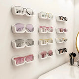 elvesmall Glasses Display Cabinet Sunglasses Storage Box Wall Mounted Perforated Free Sunglasses Storage Glasses Rack Home Tidying