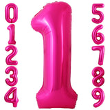 elvesmall 40 inch Hot Rose Pink Number Balloons, Big Huge Number Foil Helium Balloons Birthday Party Celebration Decoration Large globos,