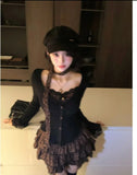 srczz  -   Sweet Hot Girl Suit Women's Autumn Long-sleeved Slim Cardigan Leopard Print A-line Skirt Two-piece Set Fashion Female Clothes