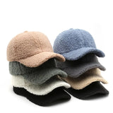 elvesmall Autumn Winter Baseball Cap Women Artificial Lamb Wool Hats Keep Warm Cap Plush Baseball Caps Spring Baseball Cap Solid Sunshade