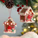 elvesmall Christmas Theme LED Pendant Snowman Gingerbread Santa Claus Light House Soft Pottery Hanging Tree Home New Year Party Decoration