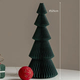 elvesmall Green Origami Mini Christmas Tree Tabletop Ornaments Red Paper Xmas Tree Gifts For Christmas Home Party Scene Decoration Props