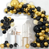 elvesmall Black Gold Balloon Arch Garland Kit Confetti Balloons Birthday Party Decorations Adults Wedding Anniversary Balloon Baby Shower
