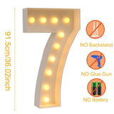 elvesmall 91.5cm LED Marquee Light Up Number Lights White Marquee Number Lights Sign for Wedding Decor Birthday Anniversary Party Supplies