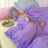 elvesmall  Home Textile Girl Kids Bedding Set Honey Peach Pink Duvet Cover Sheet Pillowcase Woman Adult Beds Sheet King Queen Full Pink