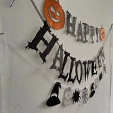 elvesmall Happy Halloween Paper Banners Pumpkin Ghost Spider Web Hanging Garland Haunted Houses Decorations Halloween Scary Party Supplies