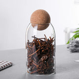 elvesmall Cork Stopper Glass Sealed Jar Coffee Beans Dried Fruit Storage Box Kitchen Food Multigrain Storage Jar Creative Cork Tea Jar