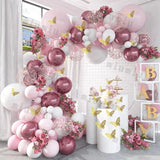 elvesmall Makaron Baby Pink Birthday Decor Balloon Garland Arch Kit Girls Wedding Birthday Purple Balloons Baby Shower Party Decorations