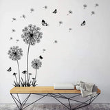 elvesmall Black Dandelion Wall Stickers Butterflies On The Wall Living Room Bedroom Glass Window Decoration Mural Art Home Decor Decals