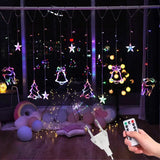 elvesmall LED Star Lamp Curtain Garland Fairy String Lights Christmas Decoration Outdoor For Holiday Wedding Party New Year Decor