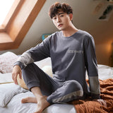 elvesmall  Men Pajamas Suit Pure Cotton Autumn Long Sleeves Breathable Plus-size Sleepwear Male Nightwear Set Spring Winter Gentlemen