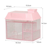 elvesmall Transparent Desktop Storage Box Creative Small House Pen Holder Student Kawaii Stationery Cosmetic Organizer Rack Drawer Cute