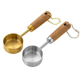 elvesmall 1PC Measuring Cup Gold-Plated Measuring Spoon Measuring Spoon  Coffee Scoop Spoon With Wooden Handle Cake Kitchen Baking Tools