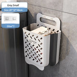elvesmall Bathroom Folding Dirty Clothes Storage Basket Wall Mounted Hanging Portable Punch-Free Clothes Bucket Organizer Laundry Basket