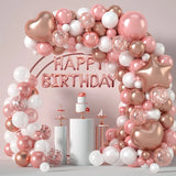 elvesmall Pink Rose Gold Balloons Garland Arch Kit Birthday Party Decor Kids Wedding Birthday Party Supplies Baby Shower Decor Latex Balon