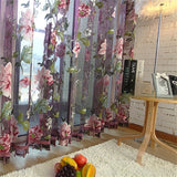 elvesmall 1pc Peony Tulle Curtains For Kitchen Door Window Living Room Bedroom Jacquard Sheer Voile Yarn Curtains