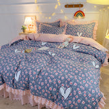elvesmall Floral Style Bedsheet Set Ruffles Duvet Cover Sets with Pillowcase постельное белье Skin-friendly Bedding Home Bed Linen Sets