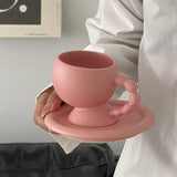 elvesmall  -  160ml Creative Ceramic Coffee Cup Saucer Exquisite Purple Afternoon Camellia Flower Tea Cup Vintage Latte Coffee Mug Milk Mugs