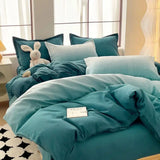 elvesmall Gradient Blue Bedding Set Soft Duvet Cover with Sheet Simple Quilt Cover and Pillow Covers Girls Woman Bed Sets