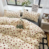 elvesmall Vintage Floral Duvet Cover Set No Filler with Flat Sheet Pillowcases Single Double Queen Size Girls Ins Korean New Bedding Kit