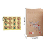 elvesmall 12/24pcs Christmas Kraft Paper Gift Bags Party Favor Packing Pack Fox Elk Print Cookies Pouch with Xmas Sticker Navidad New Year