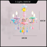 elvesmall European Children's Room LED Chandeliers Macaron Color Pendant Light Kids Room Boys Girls Bedroom Decor Ceiling Lamps Lustre