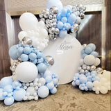 elvesmall Dusty Blue White Balloon Garland Kit Pastel Light Arch Wedding Birthday Party Baby Shower Baptism Christening Party Decorations