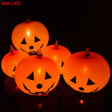 elvesmall 5Pcs Halloween LED Glowing Balloons Horror Ghost Pumpkin Latex Ballon Halloween Party Decorations for Home Indoor Outdoor Kids
