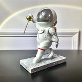 elvesmall  Creative Astronaut Fencing Model Small Ornament Home Living Room Entrance Children's Room Decoration Gift Hand-made