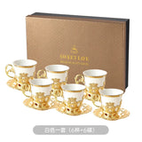 elvesmall  -  Low cup European style gold rim set cup six cup six plated coffee cup set gift box