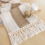 elvesmall Boho Table Runner for Home Decor Macrame Cream & Brown Farmhouse Table Runner with Tassels for Bohemian Dining Bedroom Decor