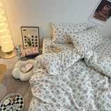 elvesmall  Fresh Style Bedding Set 100% Cotton Bed Linen Set for Home постельное бельё набор Soft Duvet Cover Pillowcase with Bedsheets