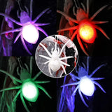 elvesmall  Halloween Fake Spider Trick Toy Decorative Lamp Practical Joke Flashing Spider Light Home Office Party Kid Funny Play Scare Toy
