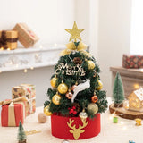 elvesmall New 45/60cm Merry Christmas Tree For Home Desktop Decoration Cristmas Ornament Xmas Navidad Gifts Led New Year Tree