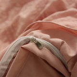 elvesmall Solid Pinch Pleated Ruffles Duvet Cover Set Soft 4Pcs Bedding set 1 Duvet Cover 1Bed Sheet and 2 Pillow Shams Doubel Queen size