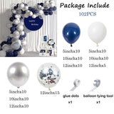 elvesmall Navy Blue White Balloons Arch Garland Kit Silver Confetti Ballon First Birthday Party Decorations Graduation Wedding Baby Shower