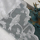 elvesmall Black Floral Birds Jacquard Sheer Curtain for Living Room Pastoral Voile Drape Kitchen Small Window Grommet Ring #E